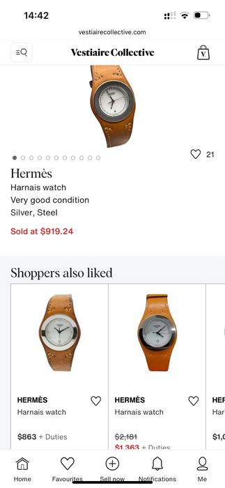 Оригінальний годинник Hermes Harnais quartz