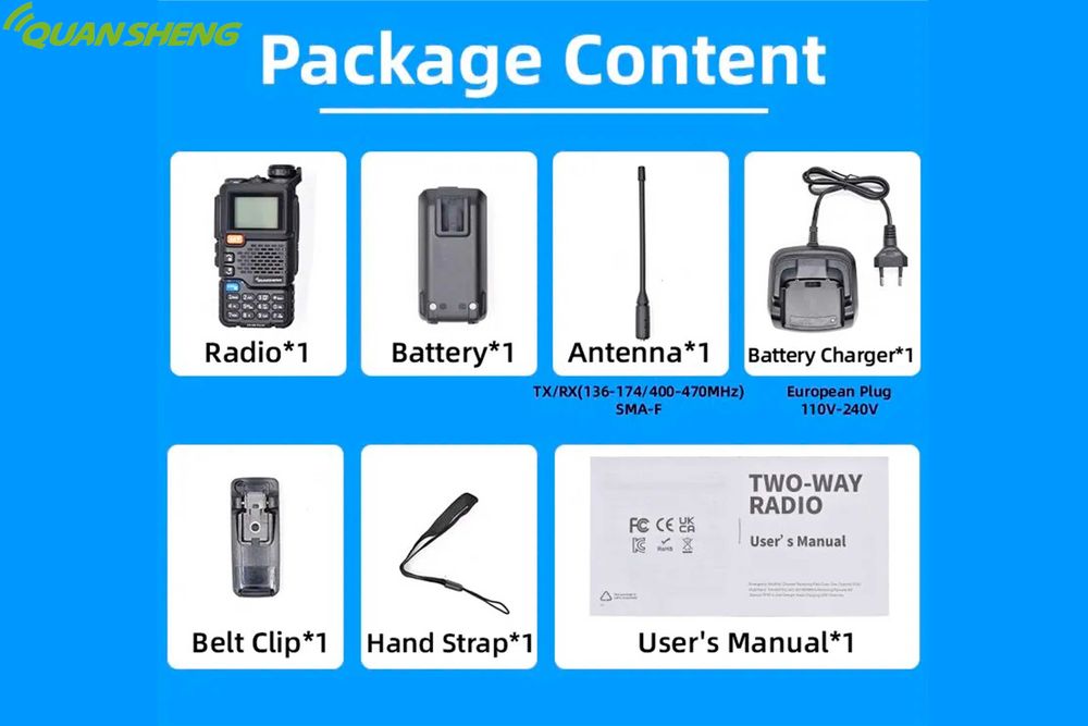 Rádio Quansheng uv5r 5W Multi Banda com receção Banda Aérea