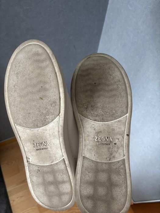 Sapatilhas Zegna Triple Stitch Seconskin Brancas-Usado Poucas vezes