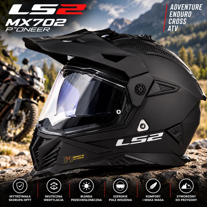 NOWY Kask MOTOCYKLOWY LS2 ATV MX702 Pioneer  Enduro Cross BLENDA r M
