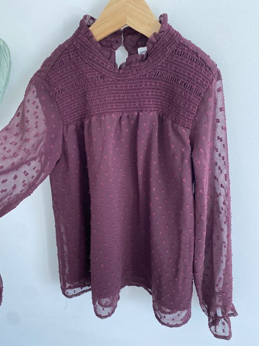 Bluzka tunika vrs 122/128 śliwkowa kropki jak newbie