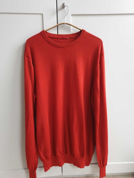 Czerwony wełniany sweter Reiss L XL 100% wełna