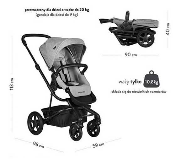 Wózek gondola i spacerówka dla dziecka Easywalker Harvey 2