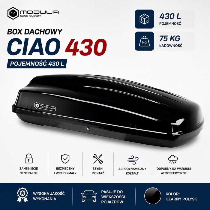 BOX Dachowy Bagażnik MODULA CIAO 430L NARTY WÓZEK BAGAŻ / Stary Sącz