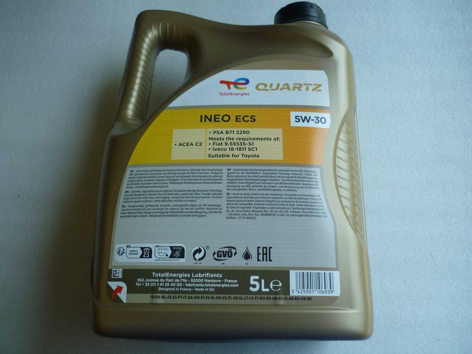 Olej TOTAL QUARTZ INEO ECS 5W30 5L (Norma PSA B71 2290) Odbiór Poznań
