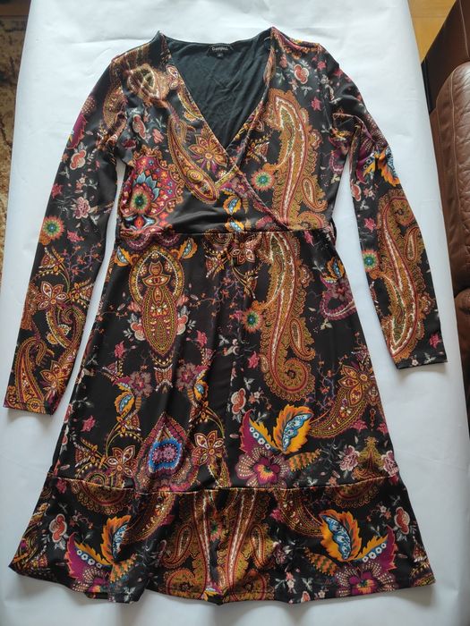 Desigual - sukienka boho z długim rękawem rozmiar M