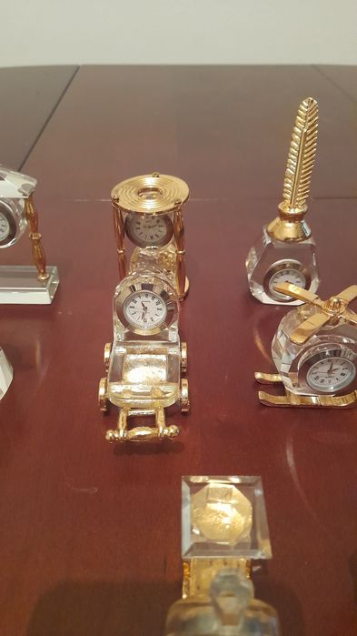 Relógios de colecção em cristal.
