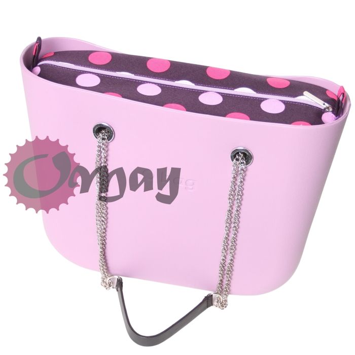 Fioletowy organizer do OBAG STANDARD grochy fiolet róż 2kieszenie OMAY