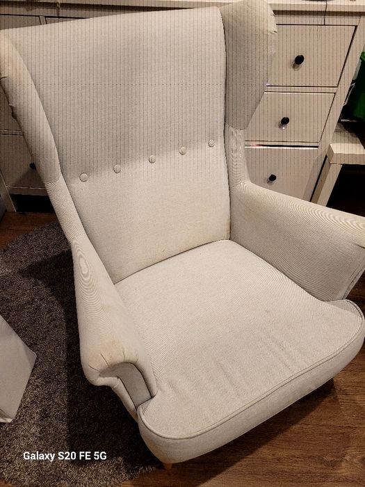 Fotel ikea jasny szary STRANDMON uszak