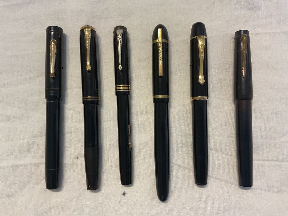 Seis canetas antigas de tinta permanente para colecionadores