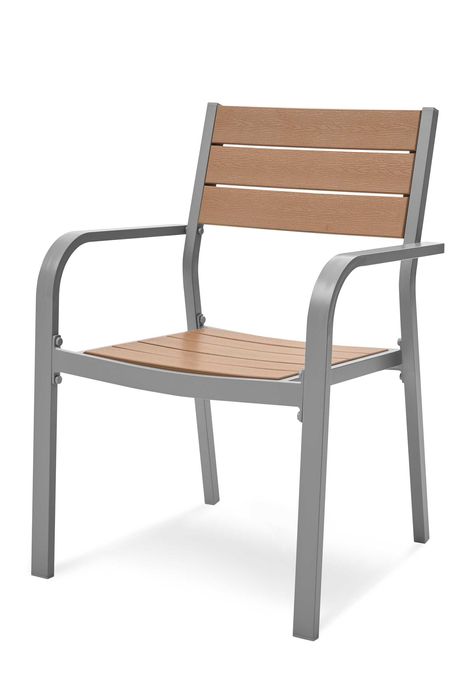 Krzesło Ogrodowe Szare Krzesła Fotel DESKA POLYWOOD Drewno