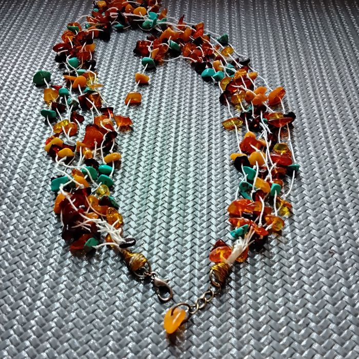 Naszyjnik bursztyn turkus