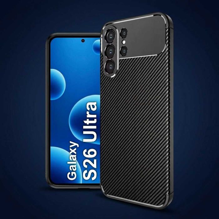 Carbon Case Premium - Etui Pancerne Samsung Galaxy S26 Ultra+ Szkło Hartowane 9H