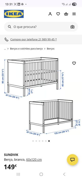 Berço Sundvik IKEA + colchão