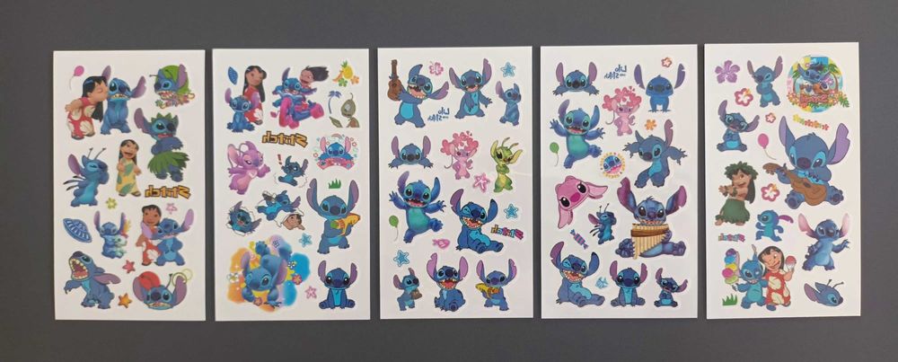 Tatuaże dziecięce LILO i STITCH 5 arkuszy fluoroscencyjne