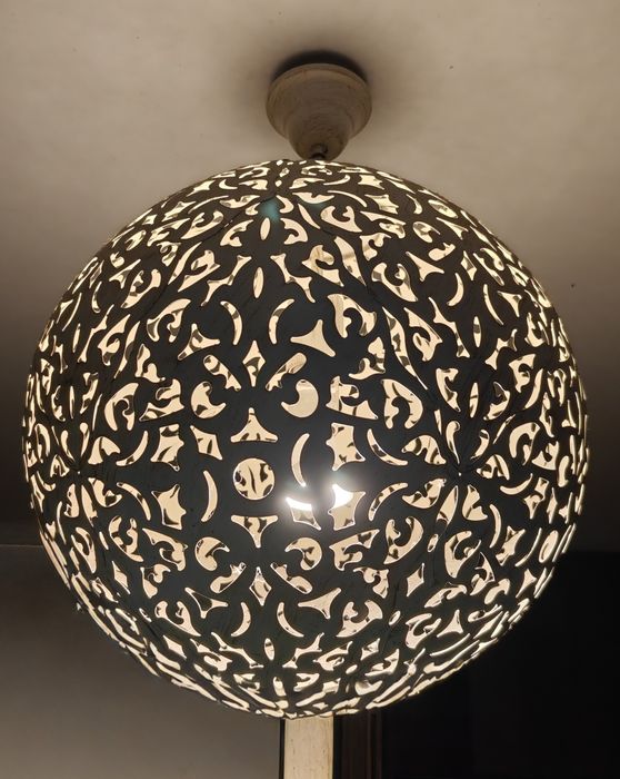 Lampa wisząca ESEO ażurowa – Styl Marokański / Boho – Biała Przecieran