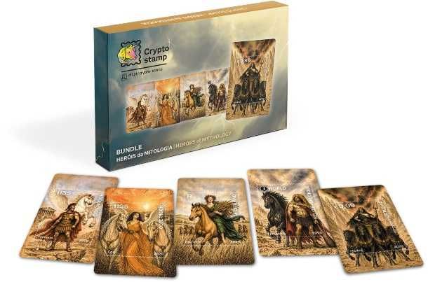 Pack 5 CRYPTO STAMPS HEROIS DA MITOLOGIA - Portugal + 3 paises - 2026