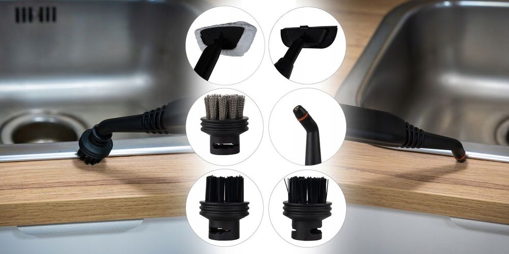 Myjka Parowa Parownica Czyścik Mop Parowy-Zestaw Xxl 2000 W Biały fv