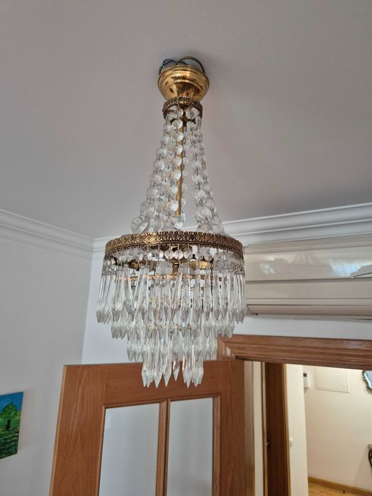 Candeeiro Lanterna de Cristal Vintage – Estilo Império Slim (54 cm)