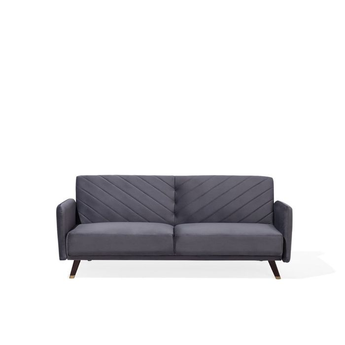 Sofa rozkłada welurowa szara SENJA