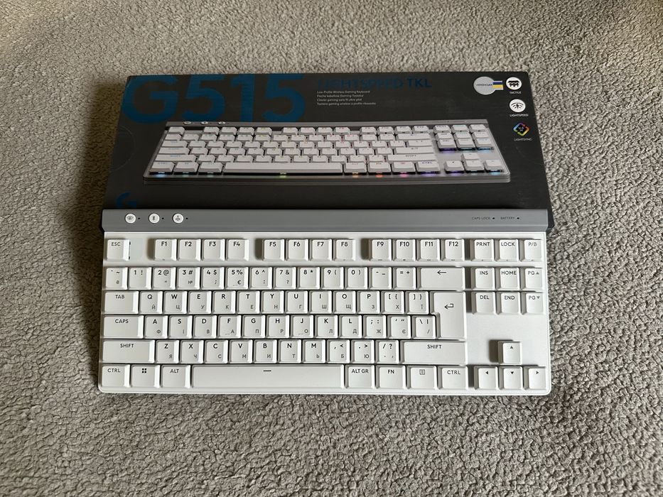 Клавіатура бездротова ігрова Logitech G515 Lightspeed TKL White