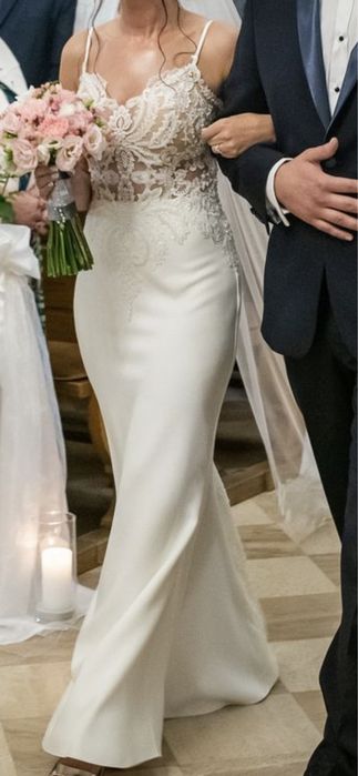 Wyjątkowa suknia ślubna rybka + welon, salon Madonna Kraków