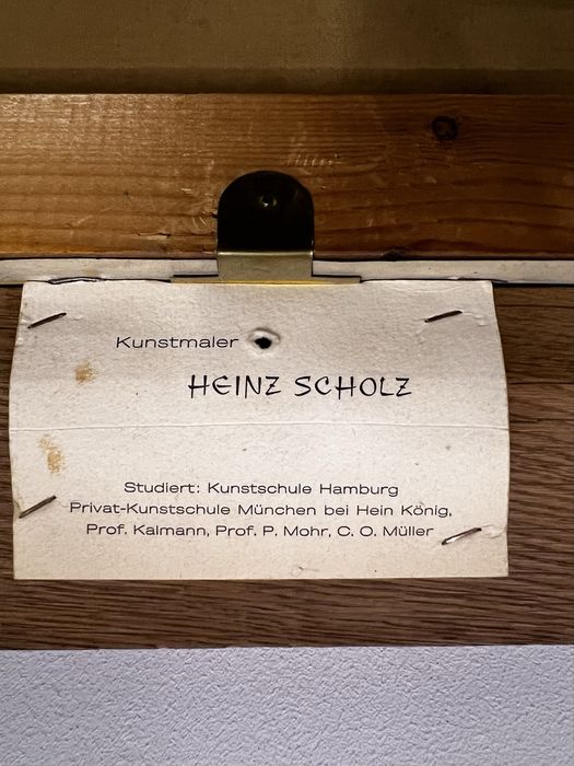 Старовинна картина маслом з гірським пейзажем. Хайнц Шольц