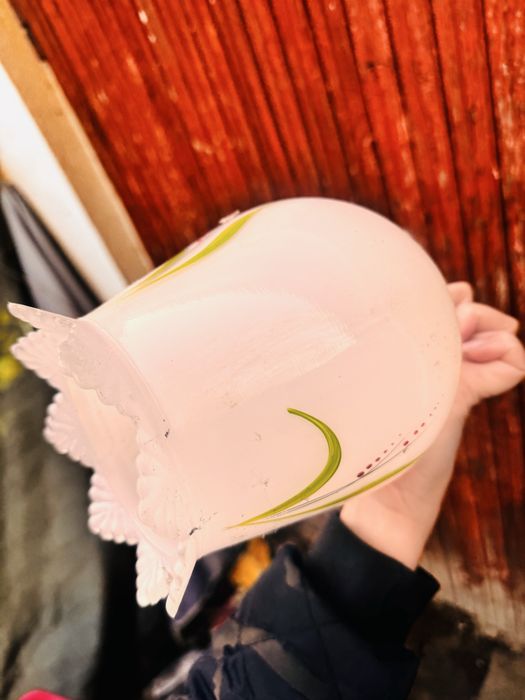 Klosz szklany do lampy kwiat bialy mrozony prl vibtage stary tulipan