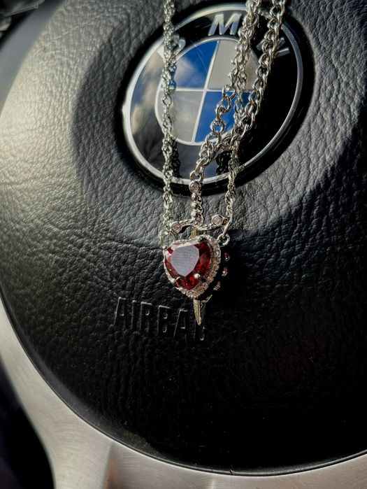 Парні підвіски кулони меч та серце