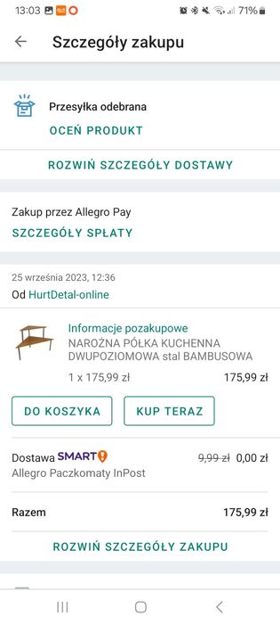 Półeczka narożna dwupoziomowa bambusowa