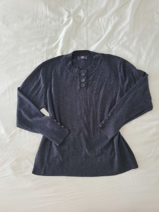 Grafitowy sweter damski XL/XXL wełna kaszmir klasyczny fason