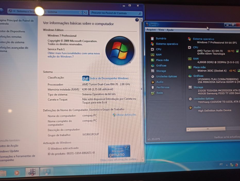 Portátil HP Compaq