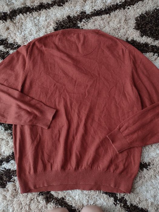 Męski sweter Racing Green pomarańczowy bawełna kaszmir jedwab