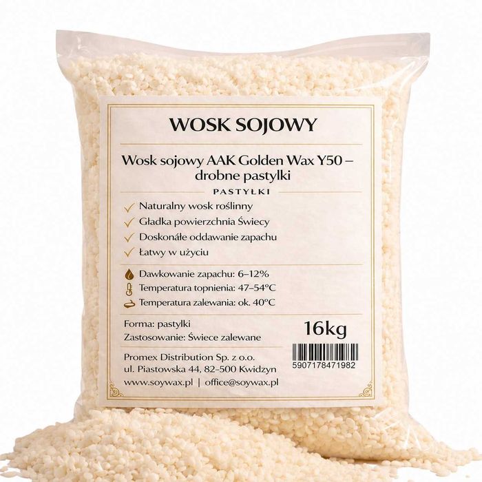 16kg Wosk Sojowy Golden Wax Y50 PASTYLKI