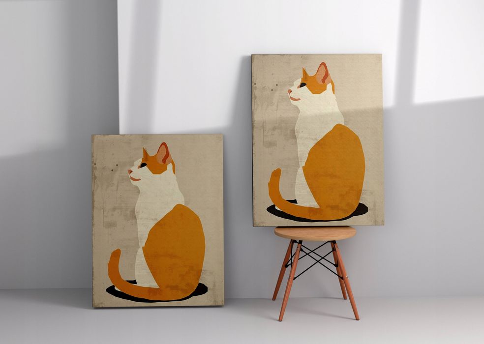 Obraz na płótnie "Geometryczny Kot w Abstrakcji" 90x120 cm