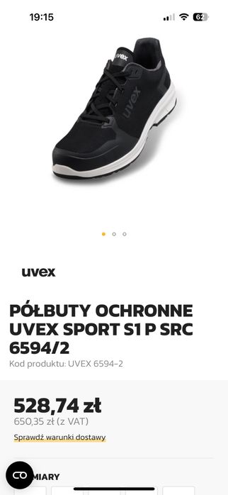 Buty ochronne UVEX 45 Niemieckie robocze BHP