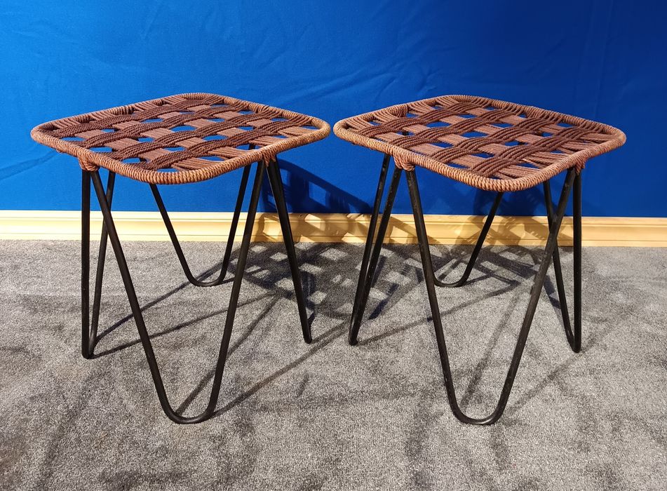 Taboret pleciony proj. W. Wołkowski, lata 60 PRL