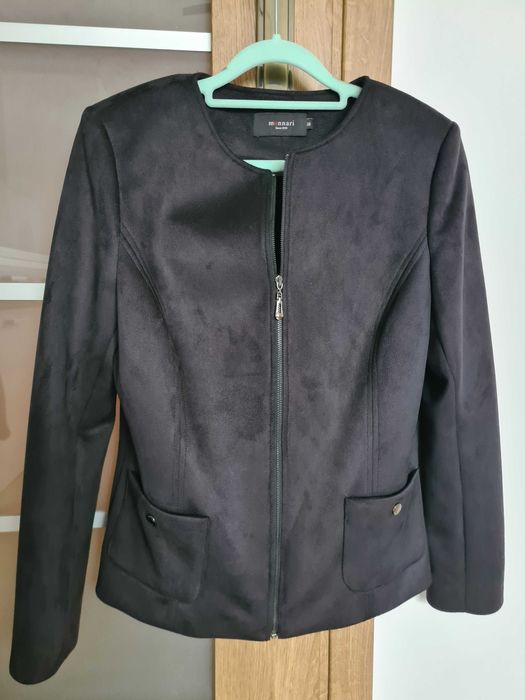 Żakiet - elegancki, imitacja zamszu, czarny rozmiar 38