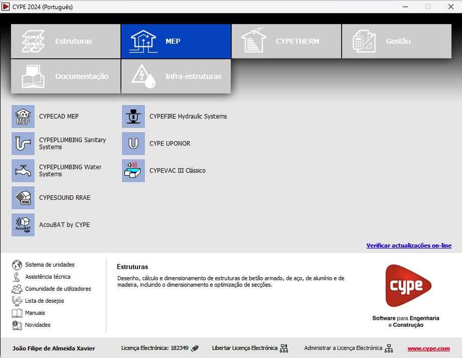 CYPE 2024 (Cypecad + Cype3D + MEP + Gestao + CypeTherm + Infra-Estruturas)