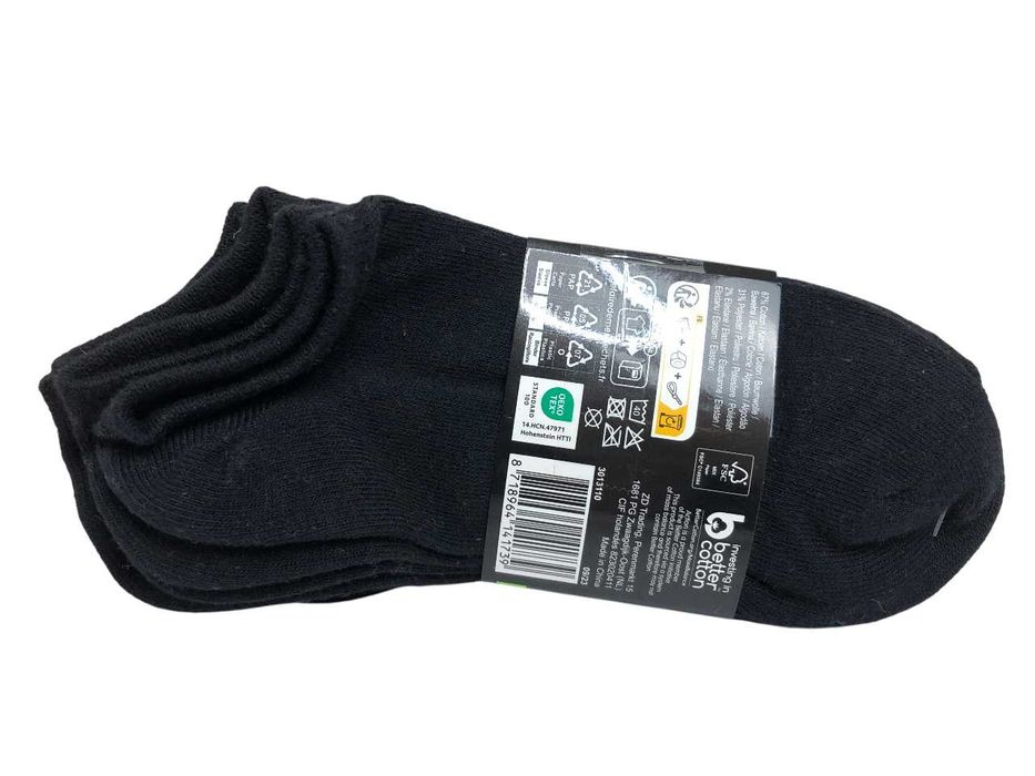 2679 Bawełniane Skarpetki Stopki Czarne Unisex 6pak 35-38