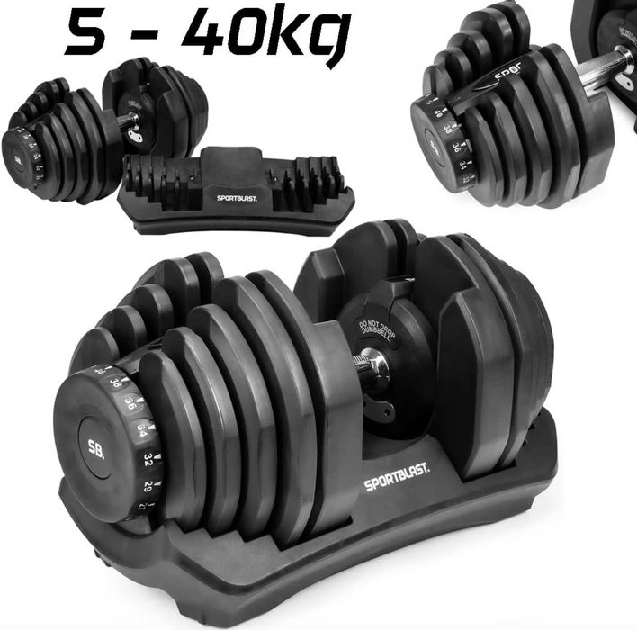 Hantla sztangielka regulowana Premium 5kg - 40kg z podstawą