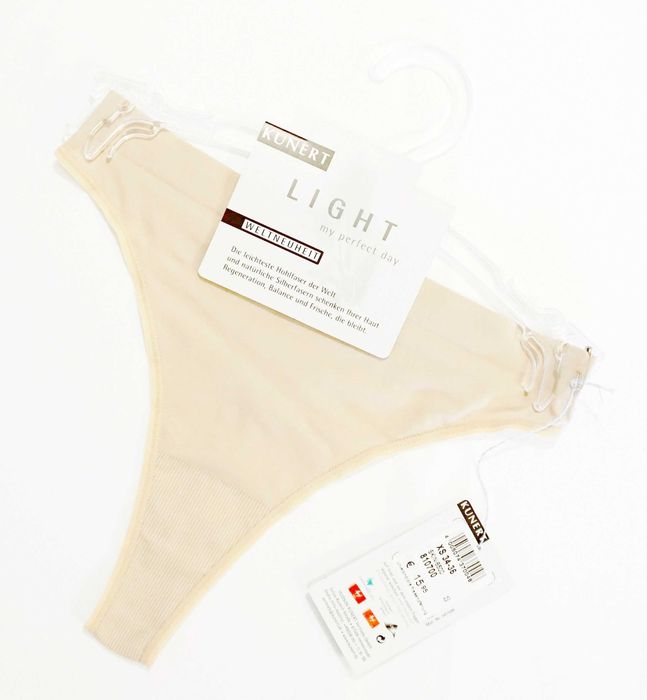 3X Aksamitnie miękkie stringi wysoka jakość KUNERT beż XS/S WYPRZEDAŻ