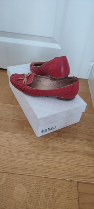 Czółenka ażurowe Gina Piacci skóra nat, r.37 malinowe