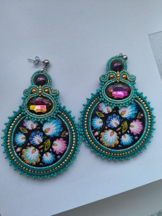 Kolczyki sutasz turkus folk