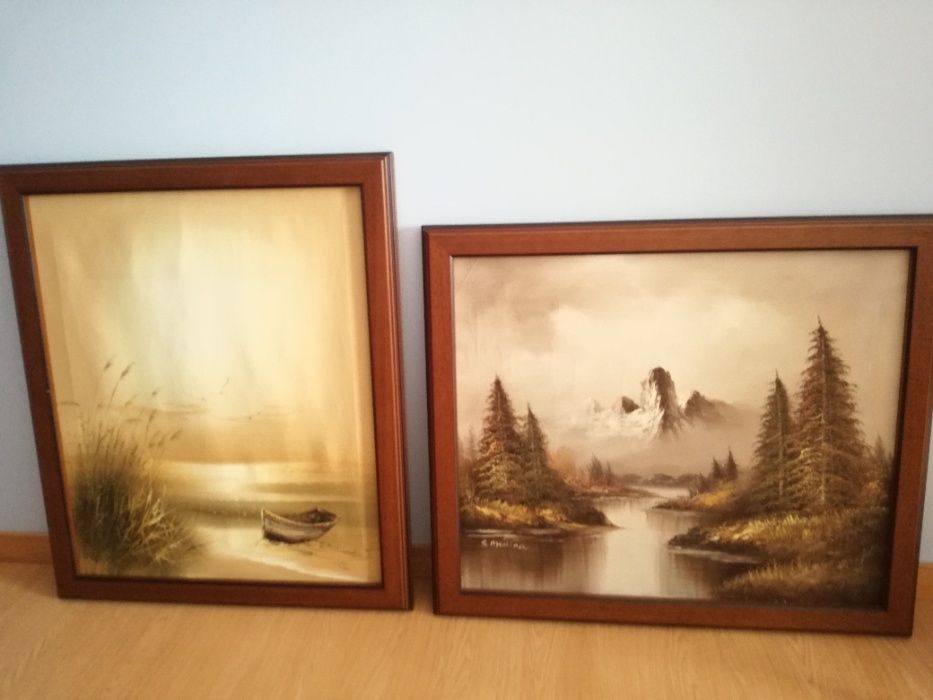 Dois  Quadros pintura original com assinatura