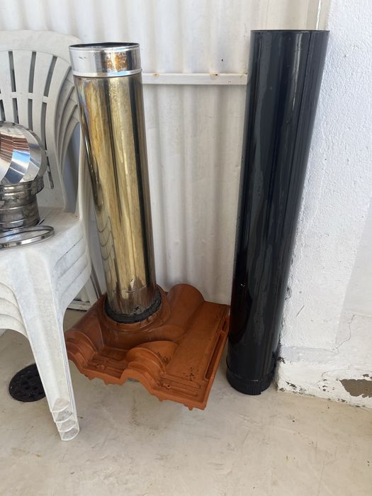 Salamandra a Lenha com Forno + Chaminé + Pedra Base