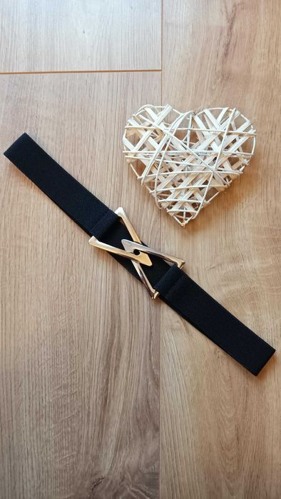 Czarny pasek złoty srebrny 70  80