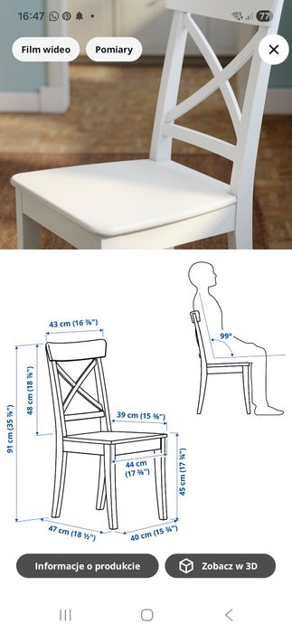Sprzedam 2 szt.Krzesł Ikea