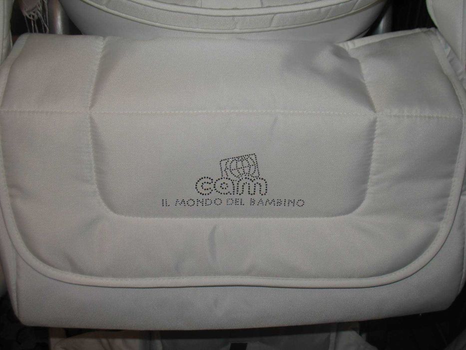 Коляска 3 В 1 CAM Белая С Кристаллами