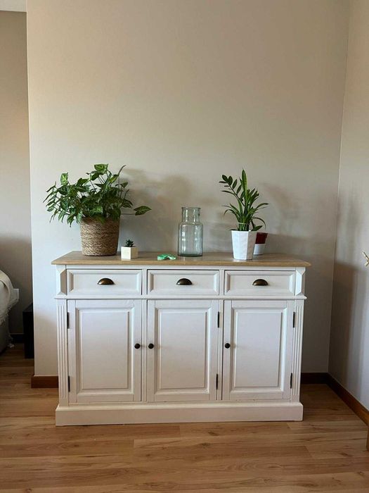 Aparador Rústico Branco e Madeira (Bom Estado)